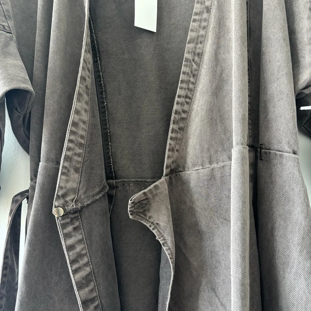 NWT YFB Zeplin Long Sleeve Mini Dress Wrap Belted Dark Gray Tencel Blend Size M - Picture 6 of 7